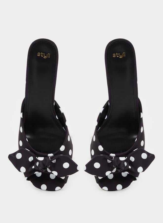 Styli Women Black Polka Dot Kitten Heel Sandals - Image 5